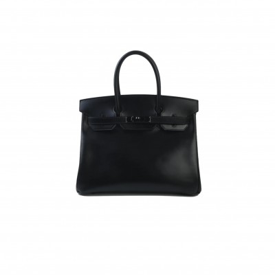 HERMES MASTER BIRKIN 30 BOX LEATHER BLACK BLACK BUCKLE BAG H079201CA89 (30*23*15cm)